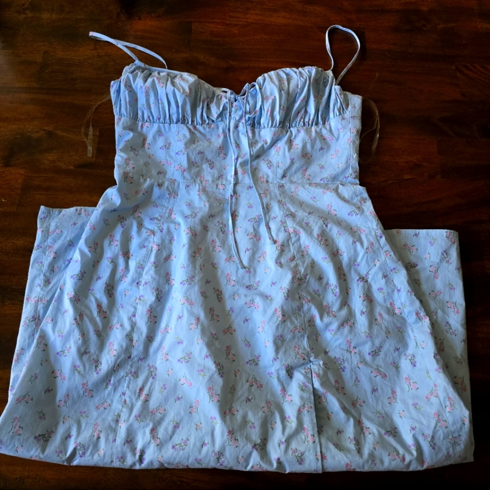 House of CB Sky Blue Floral Midi Dress